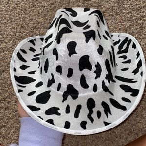 Cow print cowboy hat